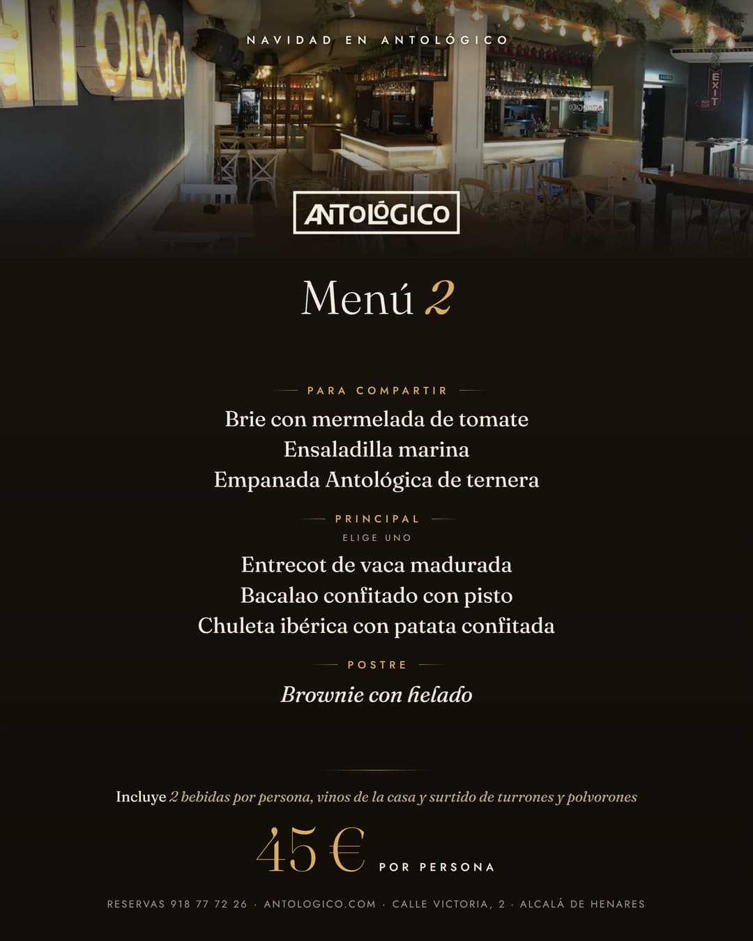 Menú 2 de Navidad, 45 € por persona
